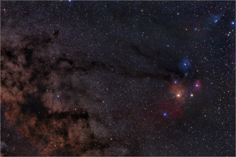 Pipe Nebula to Rho Ophiuchi Nebula Complex